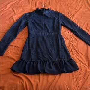 Macy's Navy Blue Lace Long Sleeve Dress